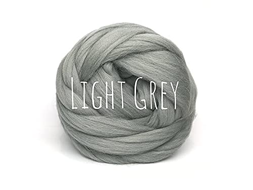 Chunky Wool - Light Grey - for arm Knitting Chunky Blanket Weaving Felting Jumbo Yarn Giant Wool Soft 50g (0.11lb) — image 1