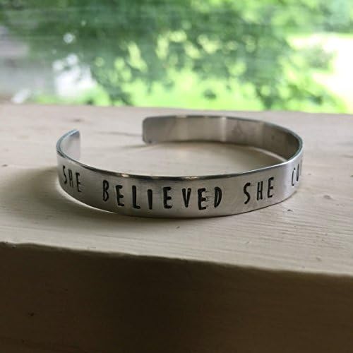 Quote Bracelet - She Believed She Could So She Did - Choose Your Metal