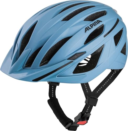 Alpina HAGA - Stoßabsorbierender, Sicherer & Optimal Anpassbarer Urban Fahrradhelm Mit Integriertem LED-Licht Für Erwachsene, schwarz matt (51-56cm)