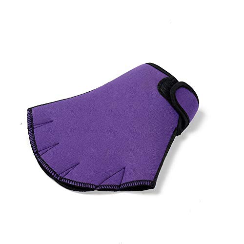 Easyinsmile Swimming Gloves Swimming Hand Paddles Swim Training Gloves Fingerless Webbed Water Resistance Aqua Fit 1 Pair (Purple)