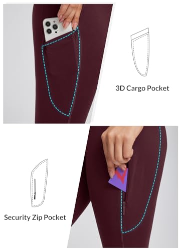 baleaf Women's Hiking Leggings with 3 Pockets Outdoor Gym Pants High Waist Quick Dry