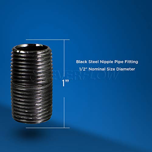 Everflow Supplies NPBL1200-10, Steel Nipple Pipe, Build Vintage DIY Furniture With Pre Cut Industrial Iron Pipe, Threaded Malleable Pipe  1/2" x 1" Black ( Pack Of 10) - Thumbnail 5