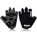 Trideer UltraLight Cycling Gloves (Half Finger) – Breathable Lycra & Anti-Slip Shock - Absorbing Silica Gel Grip, Mountain Road Bike Gloves Men/Women (Black, L (Fits 8.0-8.7 inches))