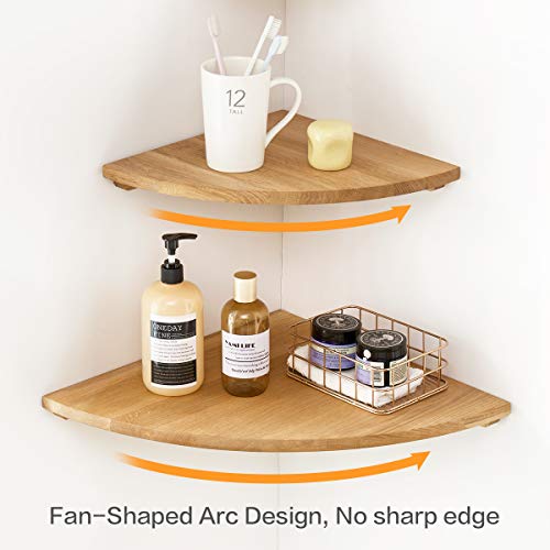 Corner Shelf, 7inch Oak Solid Wood Floating Shelf Display Shelf Round