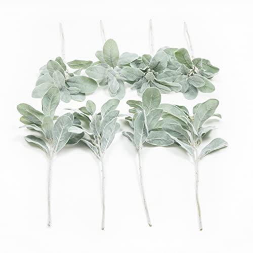 SHACOS Artificial Lambs Ear Greenery Stem 12 Pcs Faux Greenery Flocked Lambs Ear Stems Bulk 14