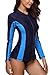 Sociala Women's Zip Front Long Sleeve Rashguard Swimsuit Top UPF 50+ Swim Shirt