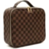 bopomofo Checkered Makeup Bag - Spacious Travel Cosmetic Organizer with Adjustable Compartments | Waterproof PU Leather Toiletry Bag for Women | Stylish Gift for Christmas, Birthdays, Valentine’s Day