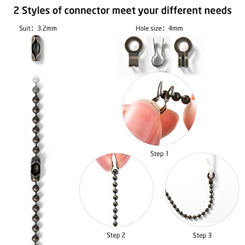 Ceiling Fan Pull Chain with 35.4 inches Extension, Kinghouse 2 pcs 13.6 inches 3.2mm Beaded Ball Fan Pull Chain Set including Beaded and Pull Loop Connectors (Bronze Oil Rubbed) - Thumbnail 5