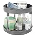 mDesign 2-Tier Lazy Susan Turntable for Bathroom Counter and Cabinets - 9 Inch Rotating Organizer Caddy - Bathroom Lazy Susan for Medicine Storage - Ligne Collection - 2 Pack - Charcoal Gray/Chrome