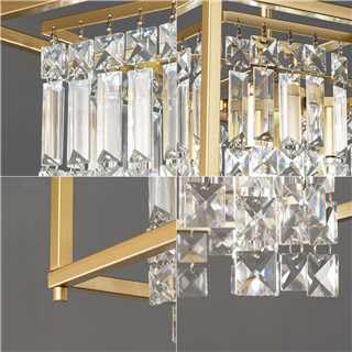 ZPBSJ Modern Kitchen Industrial Lighting Farmhouse Pendant Lamp Metal Gold Crystal Pendant Lamp Used for Entrance Bedroom Balcony Kitchen Island (Square 1-Light)