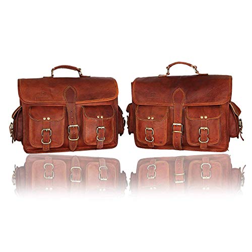 Leather Native 2 Side Pouch Brown Leather Motorcycle Side Pouch Saddlebags Saddle Bag Panniers (2 BAGS) - Thumbnail 7
