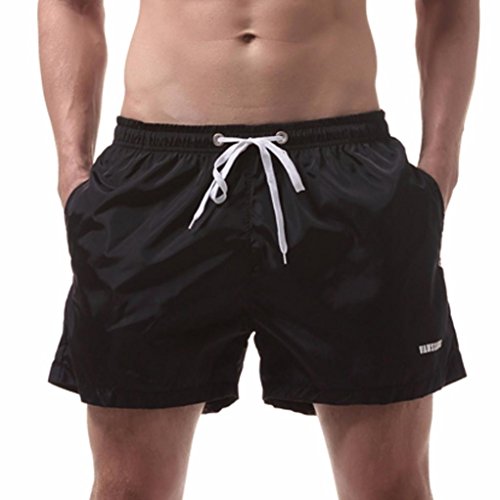 Leedford Men's Shorts Swim Trunks, Men's Quick Dry Beach Surfing Running Swimming Trunks Elastic Waist Drawstring Shorts Home Pants,Beach Pants,sweat Pants (XL, Black)