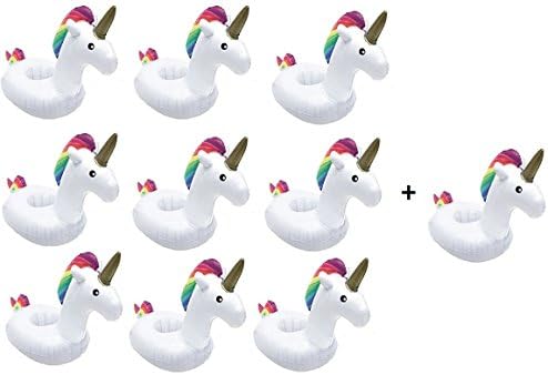 PureLivings 10 pcs Unicorn Inflatable Drink Holder, Unicorn Float, Pool Party Cup Holder
