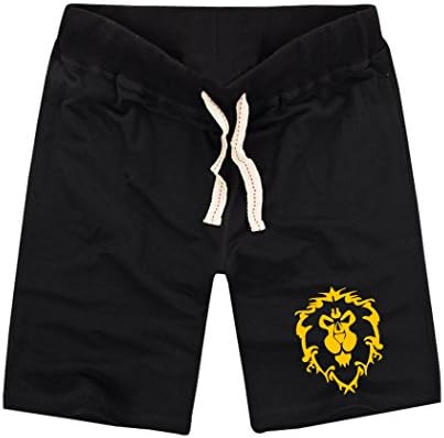 Sysuer Mens WOW Alliance Logo Cotton Gym Shorts Casual Short Black