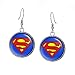 Wearable Treasures Classic Super Man Earrings, Superhero Necklace, Man of Steel Earrings, The Dark Knight Pendant, Birthday Set, Wedding Party, Geeky Gifts, Nerdy Presents