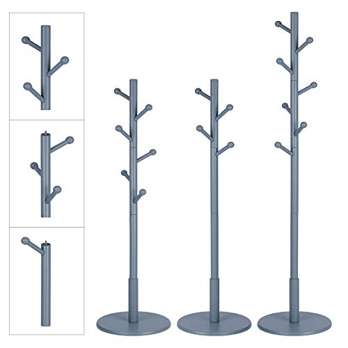 VASAGLE Coat Rack Freestanding with 7 Rounded Hooks, Wood Hall Tree, Entryway Coat Stand for