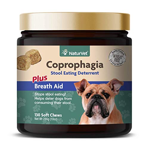 NaturVet - Coprophagia Stool Eating Deterrent Plus Breath Aid - Deters Dogs from Consuming Stool - Enhanced with Breath Freshener, Enzymes & Probiotics - 130 Soft Chews