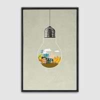 Framed Canvas Wall Art Bottle and Bulb Canvas Prints Home Artwork Decoration for Living Room,Bedroom - 16x24 inches