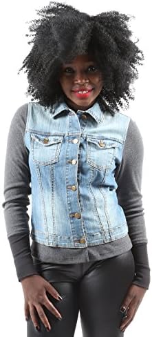 Hadari Women's Stylish Fashion Long Sleeve Button Down Denim Jacket