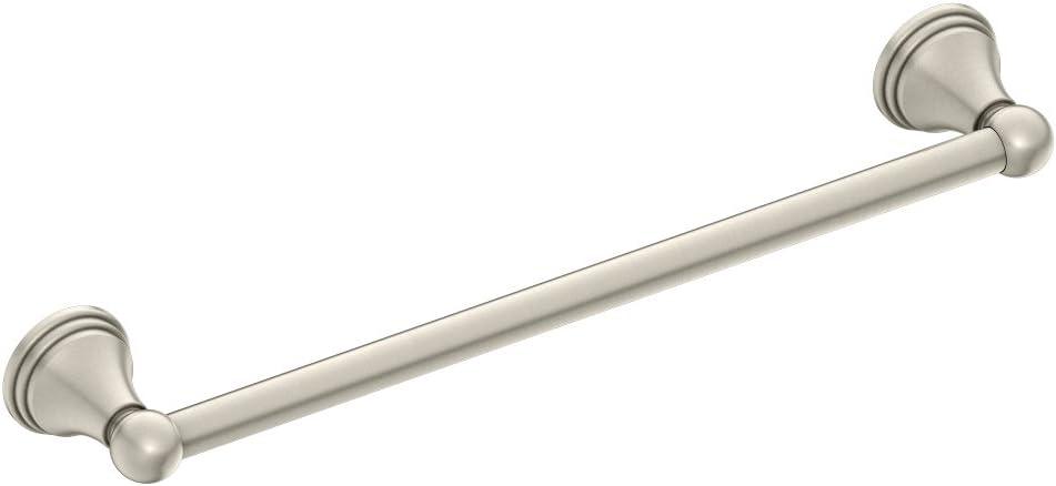 Moen DN8418BN Preston Collection 18-Inch Single Bathroom Towel Bar, Brushed Nickel - Bathroom Accessories - 