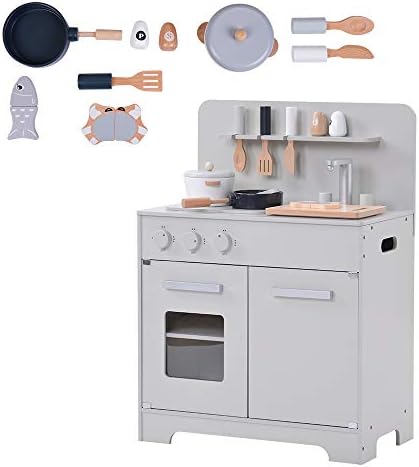 Issho ままごとキッチン 木製 付属品付き ままごとセット 誕生日 台所 知育玩具 子供用 子供 収納 まねっこ コンロミニキッチン おもちゃキッチン キッズ ベビー プレゼント 子供 グレー Parapentefamily Com