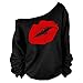 Lips Off the shoulder oversized slouchy sweater sweatshirt