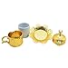 LaModaHome Tulip Patterned Porcelain Espresso Coffee Cup Set with Saucer, Holder and Spoons, Turkish Delight Bowl with Lid with Serving Tray, Housewarming Gifts for Cappucino Lovers - Gold/White