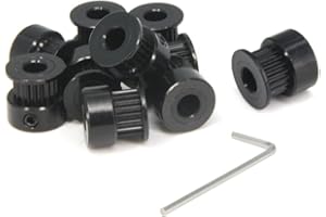 Zeberoxyz 10pcs/Set GT2 Pulleys Wheel 20 Teeth 6.35mm Bore Black Aluminum Timing Belt Idler Pulleys for 3D Printer 6mm Width Timing Belt (20T-6.35mm Bore-Black)