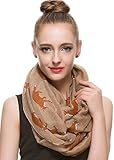 HUAN XUN Soft Lightweight Fox Moose Horse Print Animal Scarf Infinity Loops