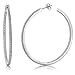 Gem Stone King 925 Sterling Silver Inside Out Hoop Earrings Pave Round White Cubic Zirconia CZ Jewelry Gift Birthday Valentine’s Day For Women Mom Wife Her (1.50 Cttw, 2.00 Inch = 52MM)