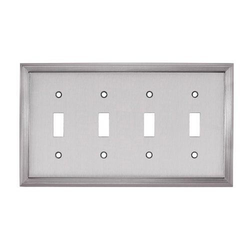 allen + roth Quad Toggle Switch Wall Plate, Brushed Satin Nickel
