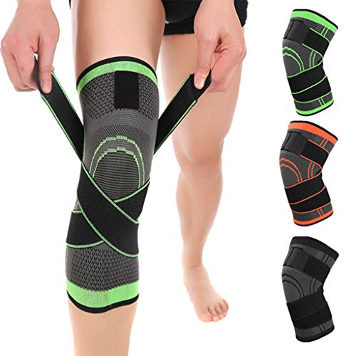 Aobiny Knee Pads,SKDK 3D Weaving Knee Brace Pad Support Protect Compression Breathable Running Support MMA Pad (Green, XL)