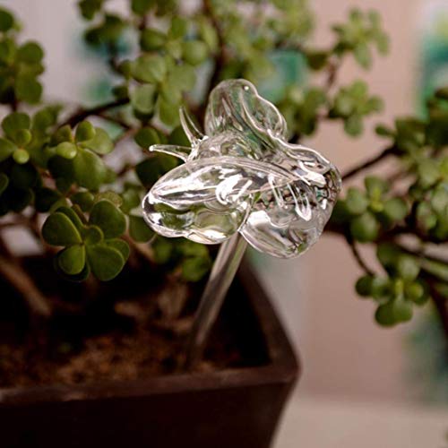 Weite Automatic Watering Device, Cute Butterfly Clear Glass Watering Sprinkler, Garden Sprinkler Head Garden Lawn Irrigation System for Plant and Flower (Clear)