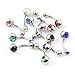 12 Pcs Double Jeweled CZ Crystal Belly Button Navel Rings Body Jewelry Piercing 316L Surgical Steel14G 7/16