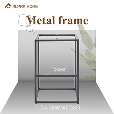 ALPHA HOME 24" Bar Stool Counter Height Bar Stools with Footrest Pu Leather Backless Kitchen Dining Cafe Chair with Thick Cushion & Sturdy Chromed Metal Steel Frame Base for Indoor Outdoor,Black,2PC 41P1ZGx7T2L