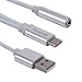 Yeworth 2 in 1 Type C to 3.5mm Female Audio AUX Cable with USB Charge Adapter Sync Data for Motorola Moto Z, Letv Le Pro 3 - Silver