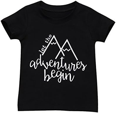 Enhill Toddler Kids Baby Boys Short Sleeve Mountian Adventure T-Shirt Tops Summer Clothes (Black, 3-4 Years)