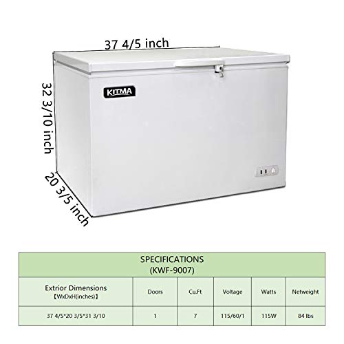 Commercial Top Chest Freezer Kitma 7 Cu. Ft Deep Ice Cream Freezer with Adjustable Thermostat