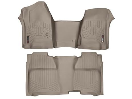 2014 Gmc Sierra Sierra Denali Crew Cab 1500 Tan Weathertech Floor Liners Full Set Over The Hump For Models Without 4x4 Manual Floor Shifter