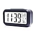Alarm Clock,Travel Alarm Clock,Battery Operated Smart Backlight Morning Clocks for kids/the aged/pets, Large LCD Display Slim LED Clock (with Date,Temperature,Snooze), for Office Bedroom Travel(Black)