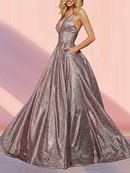 Shindress Women Long Prom Dresses V Neck Sleeveless