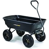Gorilla Carts GOR4PS Poly Garden Dump Cart with Steel Frame and 10-in. Pneumatic Tires, 600-Pound Capacity, Black