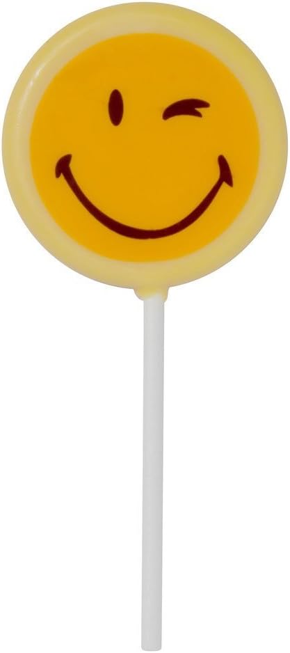 Smiley World Emoji Face Expressions Dairy White Chocolate Lollipops Sucker "THANK YOU" Gourmet Personal Mothers Day Gift (Individual Pack)