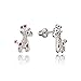 925 Sterling Silver Rhodium Plated Giraffe Cubic Zirconia Screwback Baby Girls Earrings