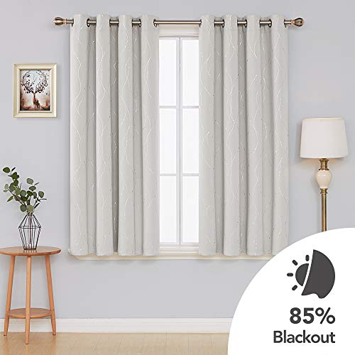 image for Deconovo Grommet Top Curtain Drapes Blackout Curtains Wave Line with D