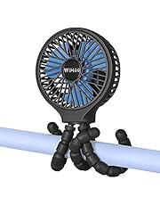 WiHoo Mini Handheld Stroller Fan,5200mAh Personal Portable Fan Car Seat Baby Fan with Flexible Tripod Fix on Stroller,USB or Battery Operated Desk Fan Adjustable 3 Speeds for Camping