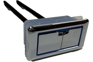 NUFLUSH Top of Toilet Dual Flush Button, rectangle, Chrome with Blue Accents