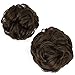 REECHO Messy Bun Hair Piece, 2PCS Tousled Updo Hair Bun Extensions Hair Scrunchies Curly Wavy Ponytail Hairpieces Hair Accessories for Women Girls - Medium Ash Brown