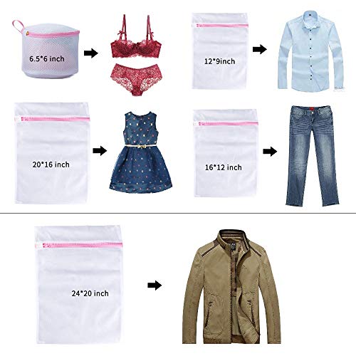 image for Fu Store Mesh Laundry Bag, Set of 5 Pack-1 Extra Large,1 Large,1 Mediu