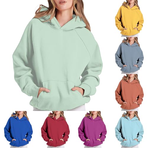 Pullover Hoodies For Women Uk - Solid Colour Sweatshirts With Pockets Oversized Jacket Lightweight Hooded Jackets Ladies Top Casual Streetwear Fall Winter Cloth Fashion Outfit